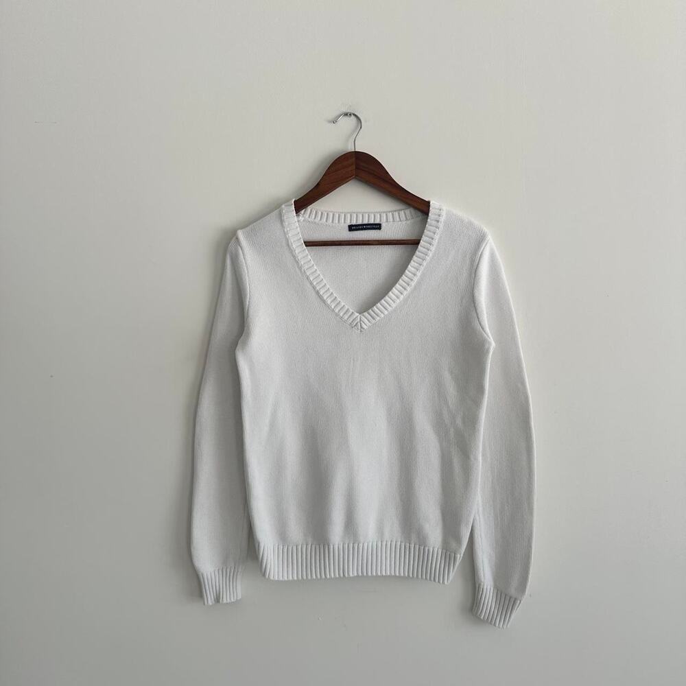 Brandy Melville White v-neck Knitwear Sweater